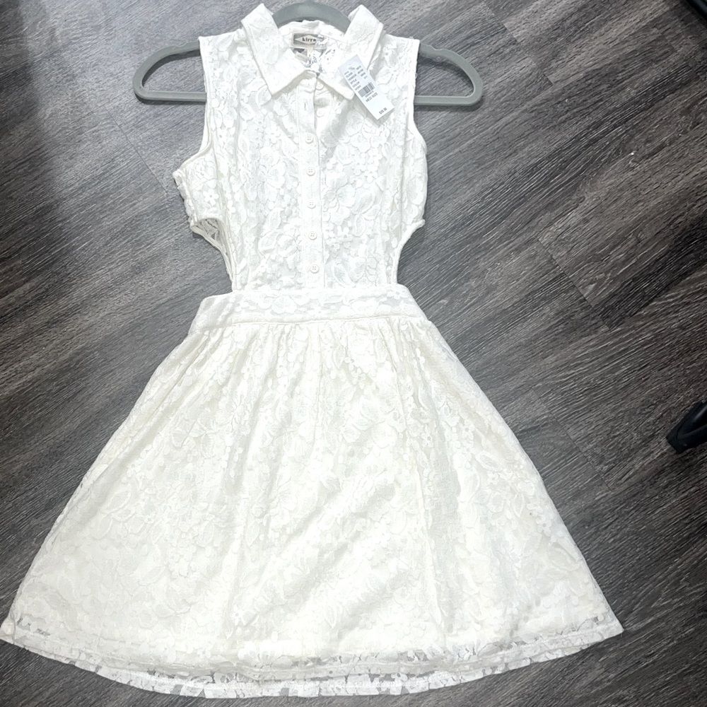 White Lace Cut Out Lace Dress